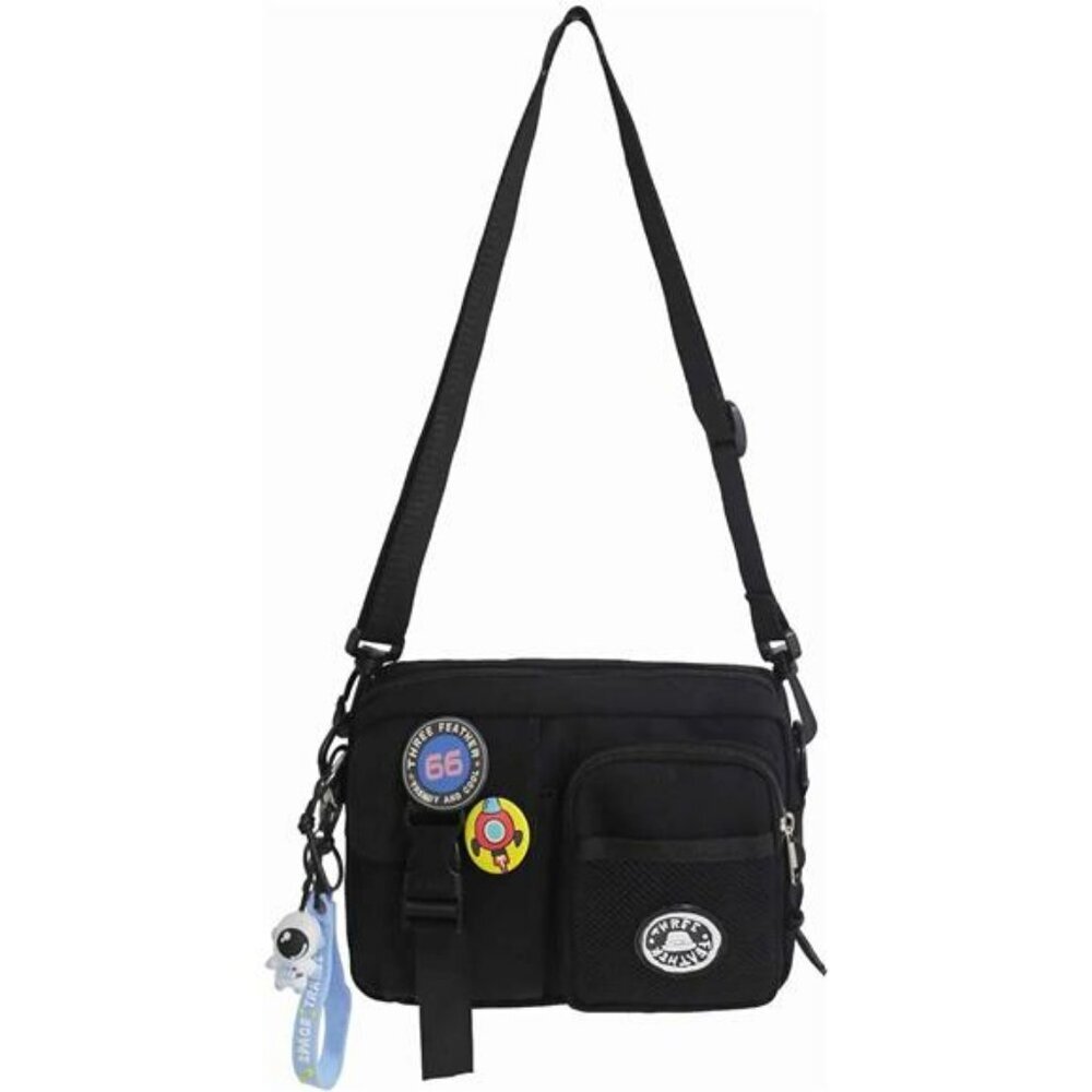 Black crossbody messenger sling shoulder bag for men travel work casual lightwei